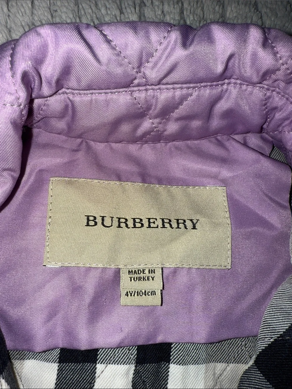Burberry Lilac Quilted Button-Up Jacket